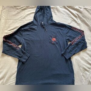 Auburn Tigers Hooded Long Sleeve Tee Navy Orange Pocket Shirt XL Cotton